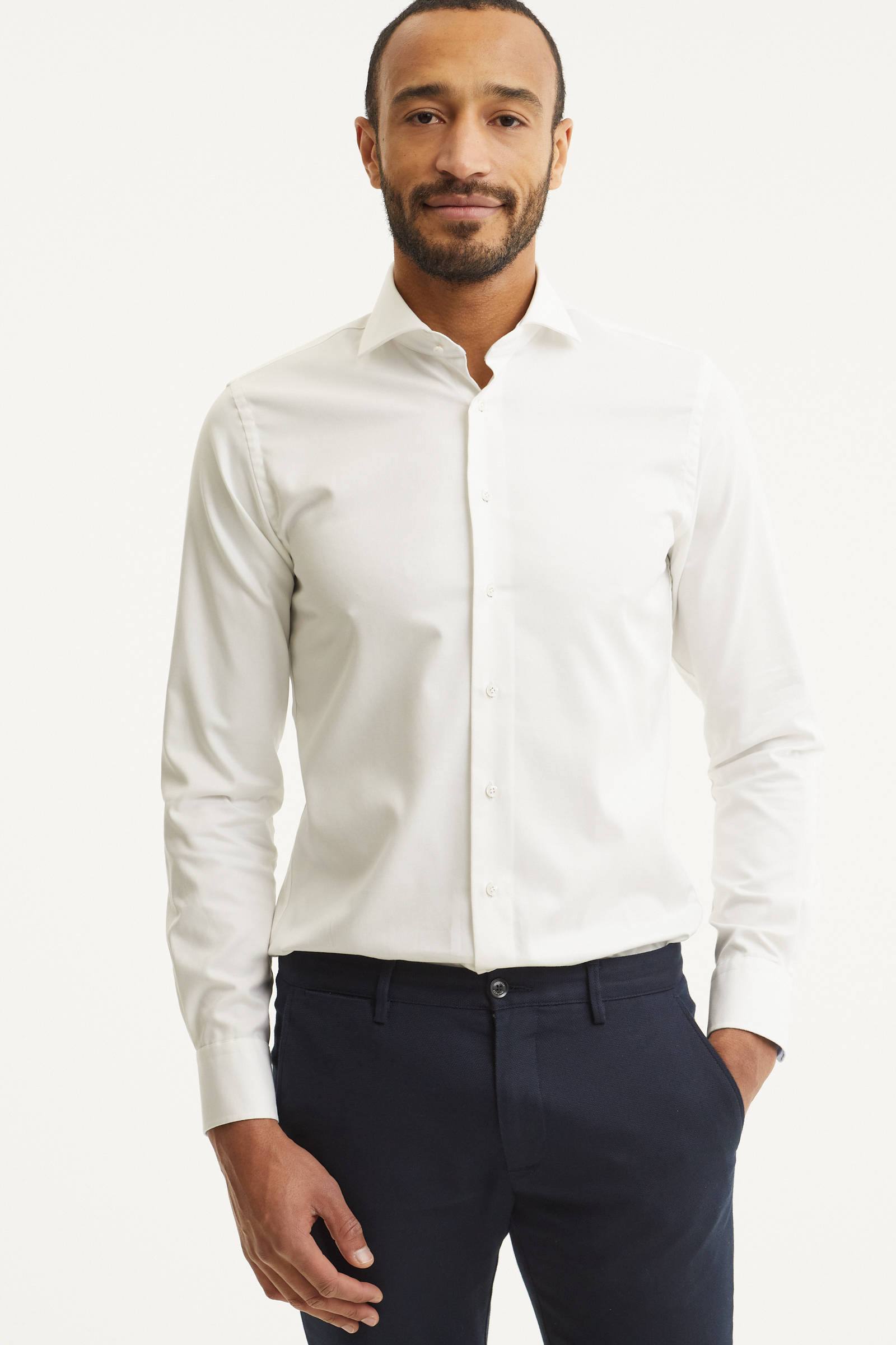 Witte overhemd heren slim fit sale