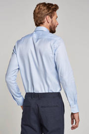 thumbnail: Profuomo slim fit strijkvrij overhemd blauw twill two-ply