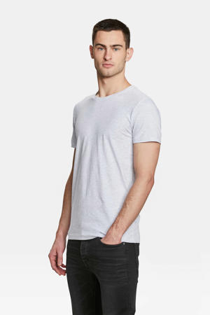 slim fit T-shirt grijs melange