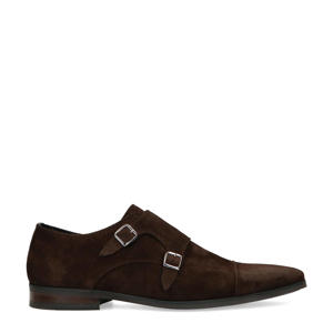   suède gespschoenen donkerbruin