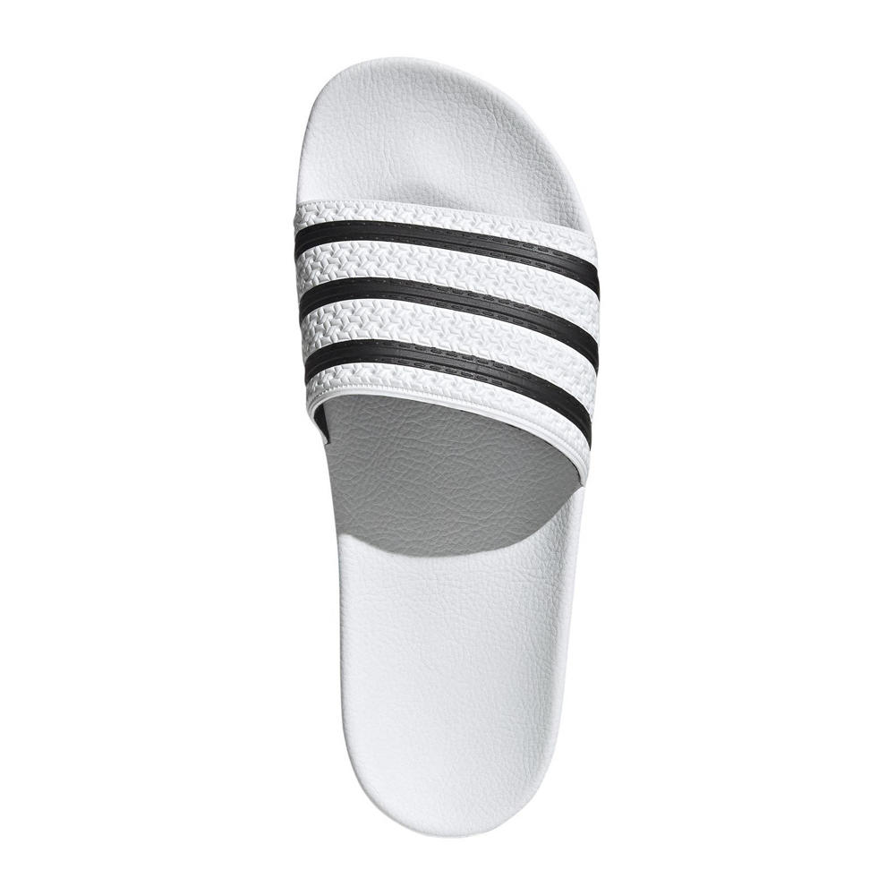 Wit en zwarte unisex adidas Originals Adilette badslippers van pu 