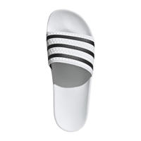 thumbnail: Wit en zwarte unisex adidas Originals Adilette badslippers van pu 