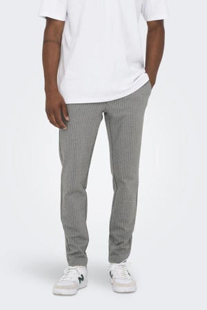 tapered fit broek met krijtstreep ONSMARK light grey melange