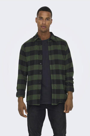 geruit slim fit overhemd ONSGUDMUND groen