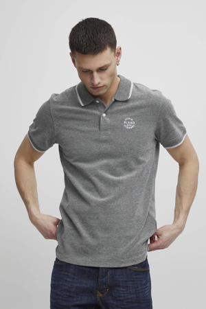 slim fit polo BHNATE met contrastbies grijs melange