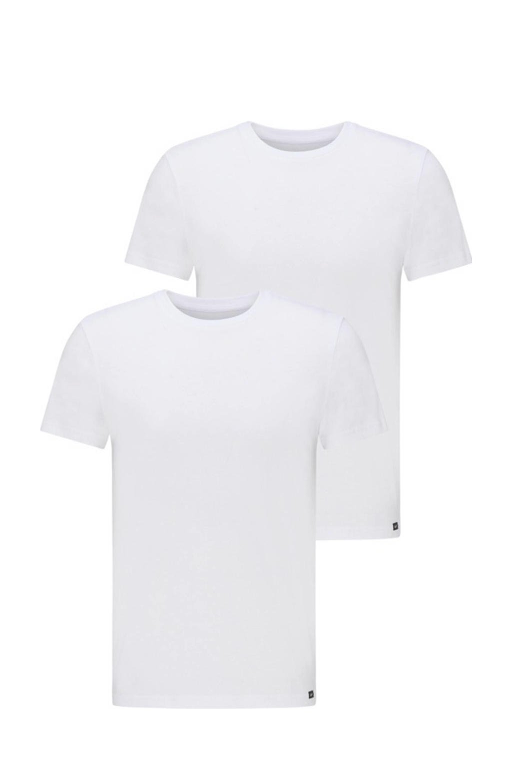 Set van 2 witte heren Lee T-shirt van biologisch katoen met korte mouwen en ronde hals