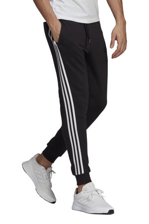   fleece joggingbroek zwart/wit