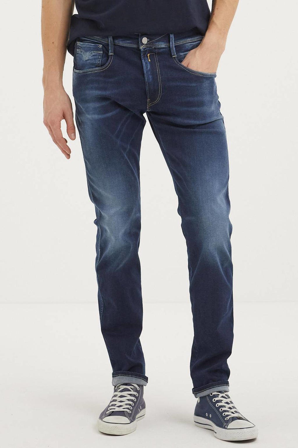 REPLAY slim fit jeans ANBASS Hyperflex donkerblauw