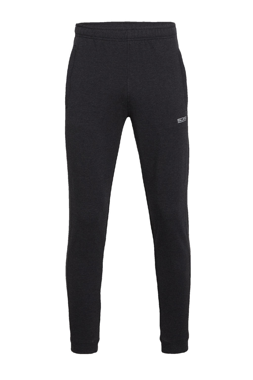 Grijze heren Sjeng Sports joggingbroek Break melange van polyester met regular fit, regular waist en logo dessin