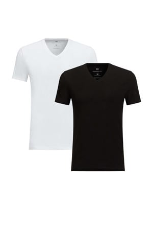 slim fit T-shirt (set van 2) zwart/wit
