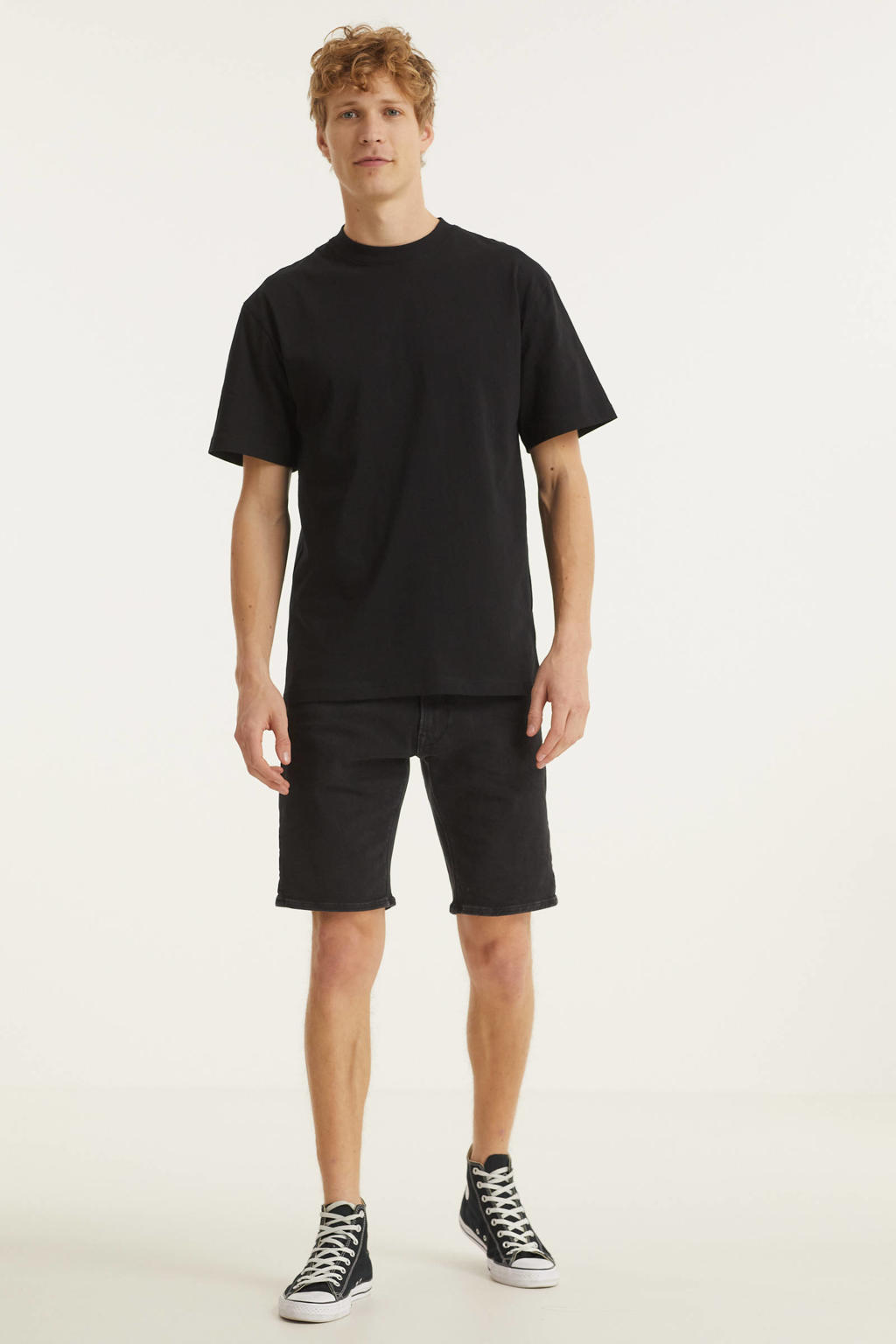 Zwarte heren Urban Classics oversized T-shirt van katoen met korte mouwen en ronde hals