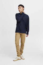 thumbnail: Donkerblauwe heren Blend longsleeve van katoen met effen, lange mouwen en ronde hals