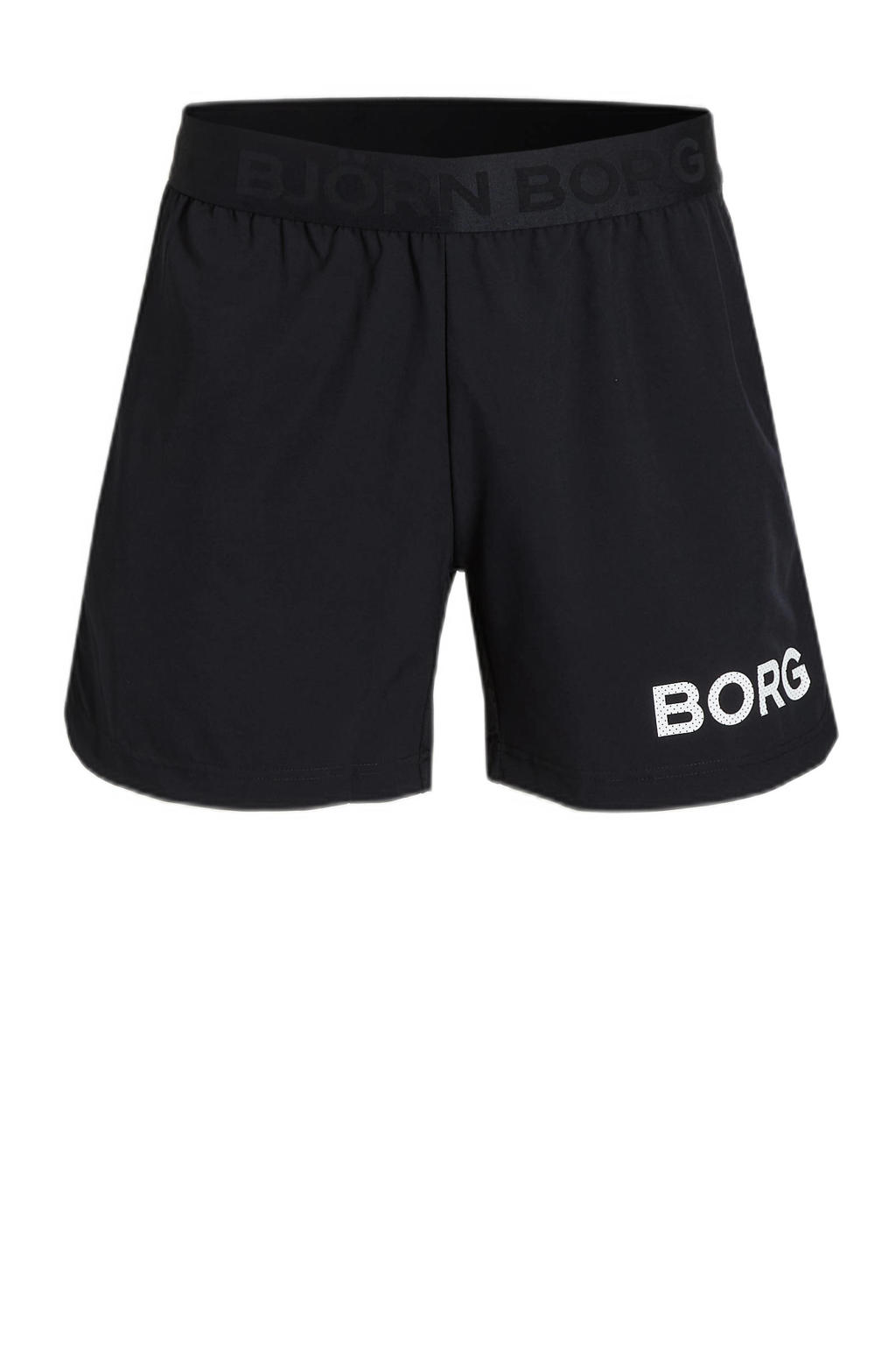 Zwarte heren Björn Borg sportshort van gerecycled polyester met regular fit, regular waist en elastische tailleband met koord