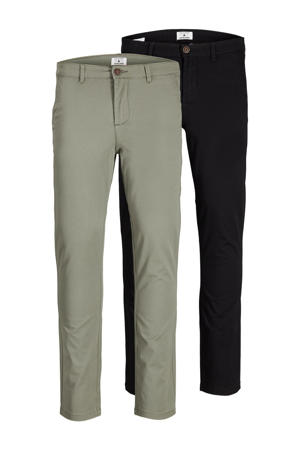 slim fit broek JJIMARCO JJDAVE zwart/groen - (set van 2)