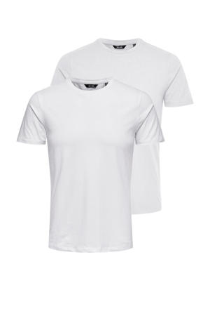 slim fit T-shirt (set van 2) ONSBASIC white