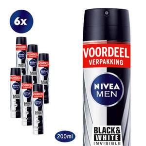 Invisible for Black & White Power deodorant spray - 6 x 200 ml - voordeelverpakking