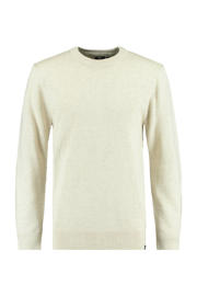 thumbnail: Beige heren America Today trui Keith van katoen met lange mouwen en ronde hals