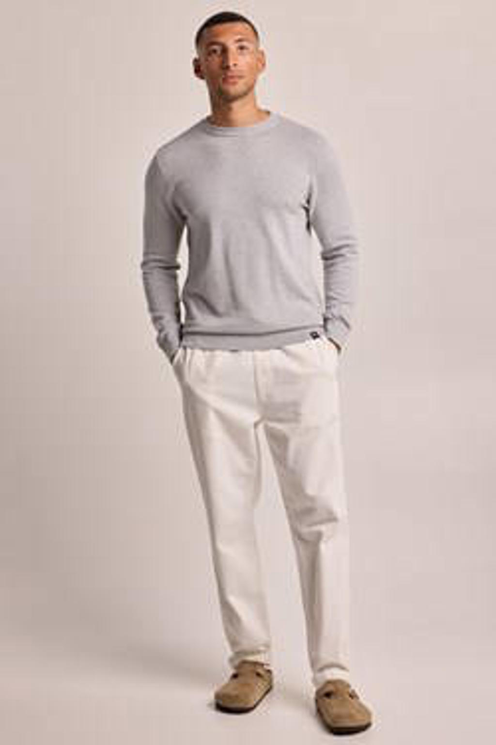 America Today fijngebreide pullover Keith  light grey melange