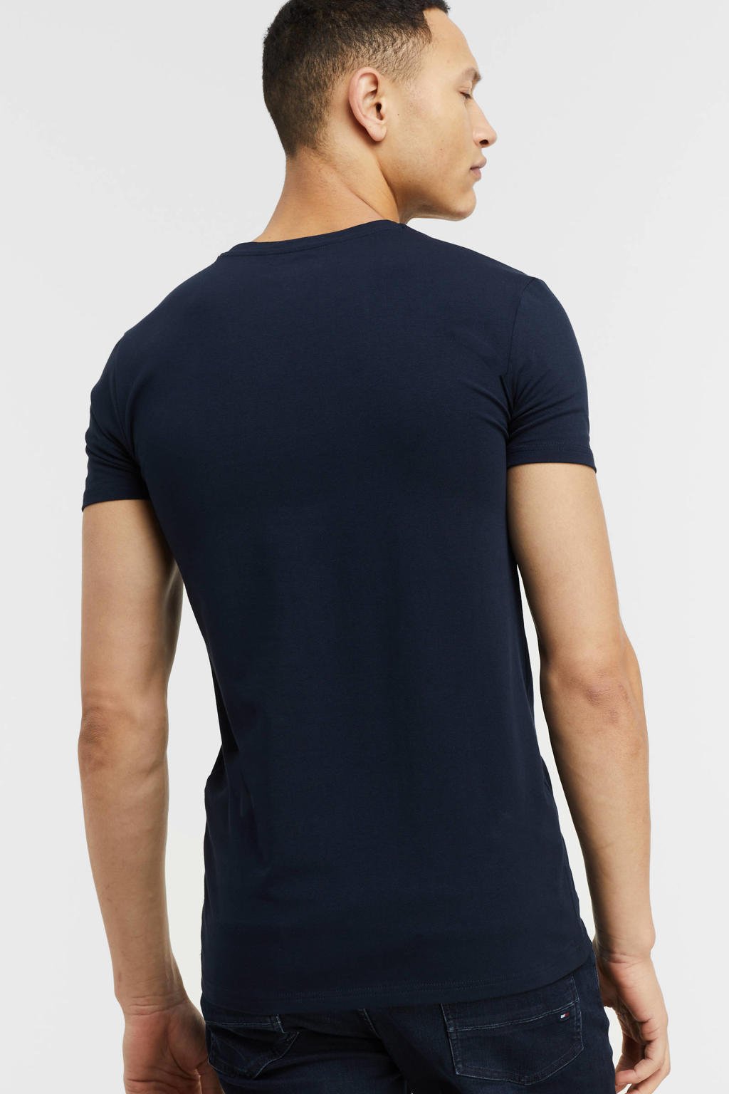 Set van 2 donkerblauwe heren PME Legend basic T-shirt van katoen met korte mouwen en ronde hals