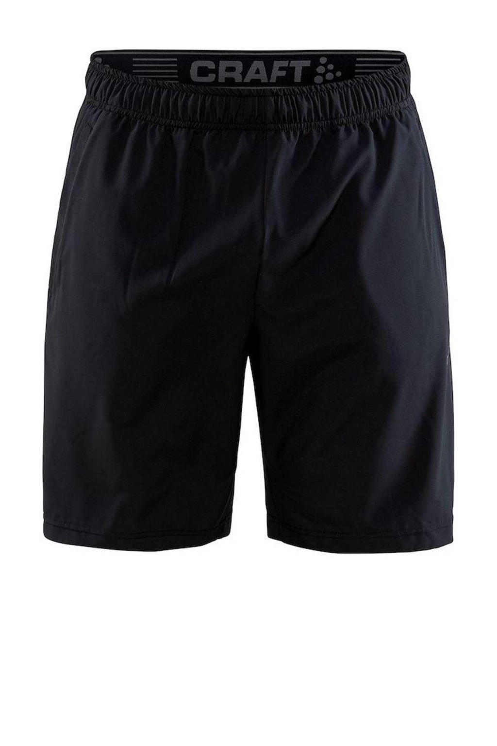 Zwarte heren Craft sportshort Core Charge van polyester met regular fit, regular waist en elastische tailleband met koord