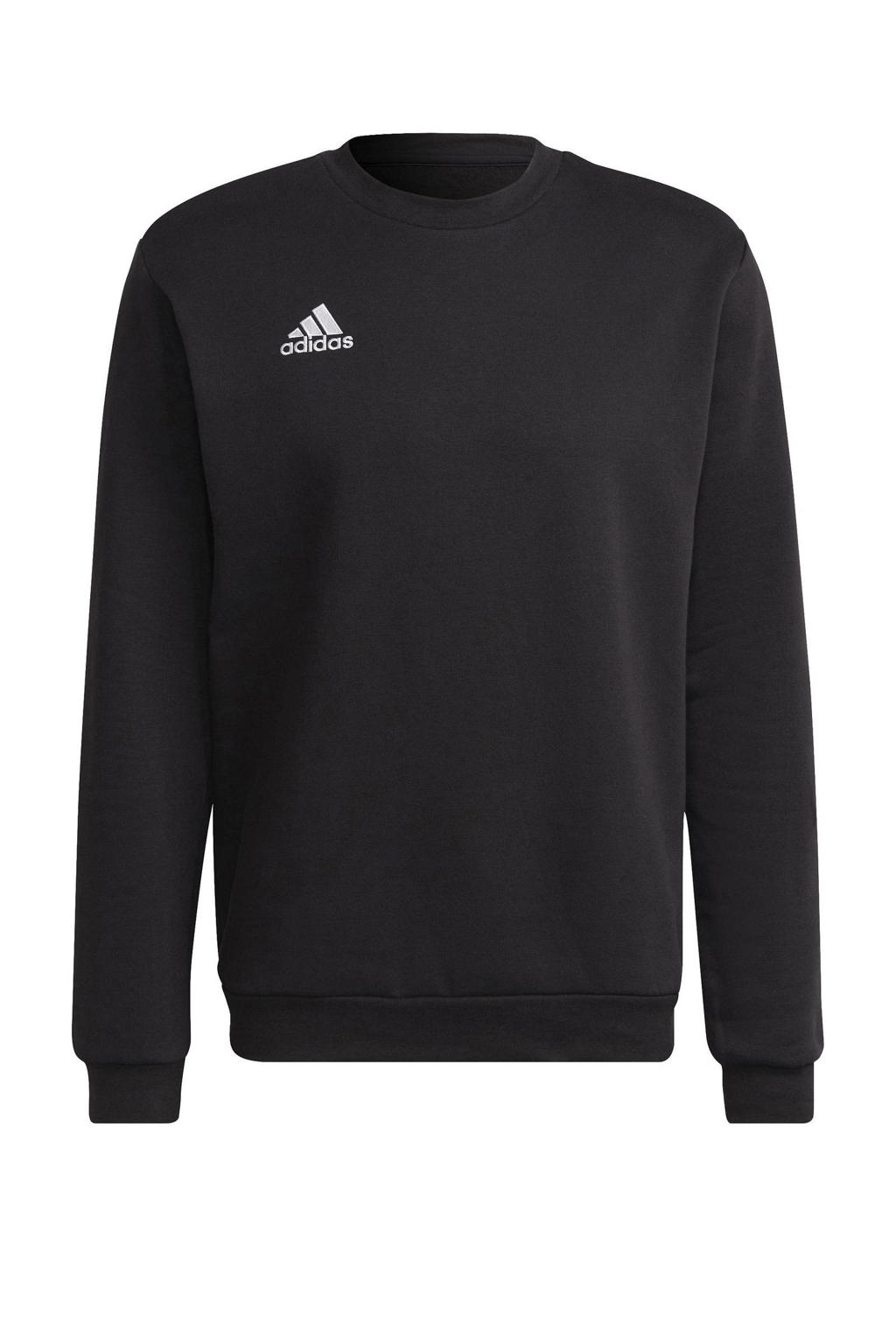 Zwarte heren adidas Performance Senior sportsweater van katoen met logo dessin, lange mouwen en ronde hals