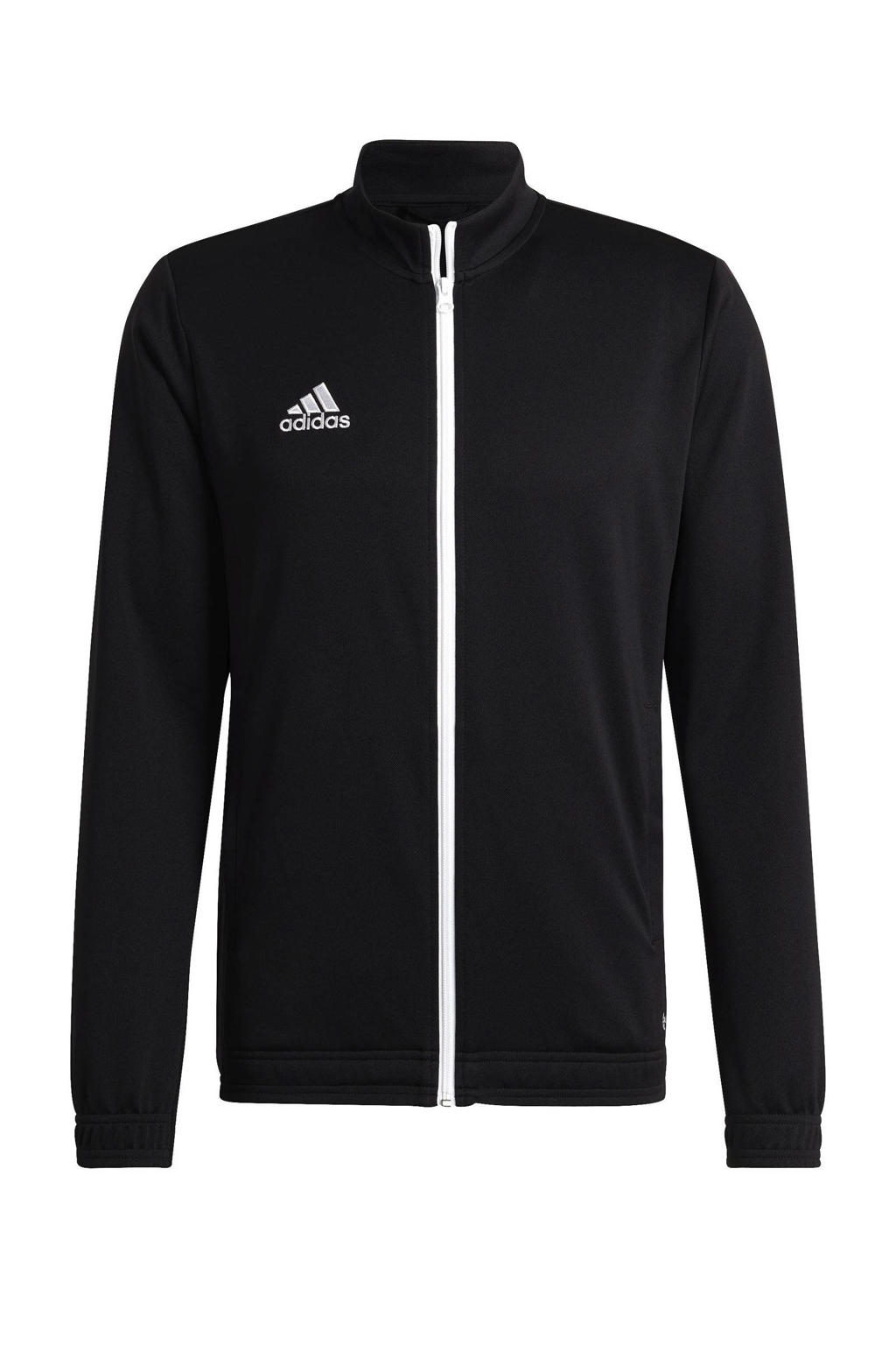 Zwarte heren adidas Performance Senior sportvest van polyester met effen, lange mouwen, opstaande kraag en ritssluiting