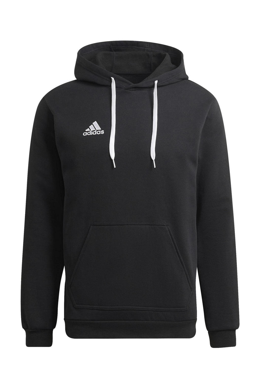 Zwarte heren adidas Performance Senior sporthoodie van katoen met effen, lange mouwen en capuchon