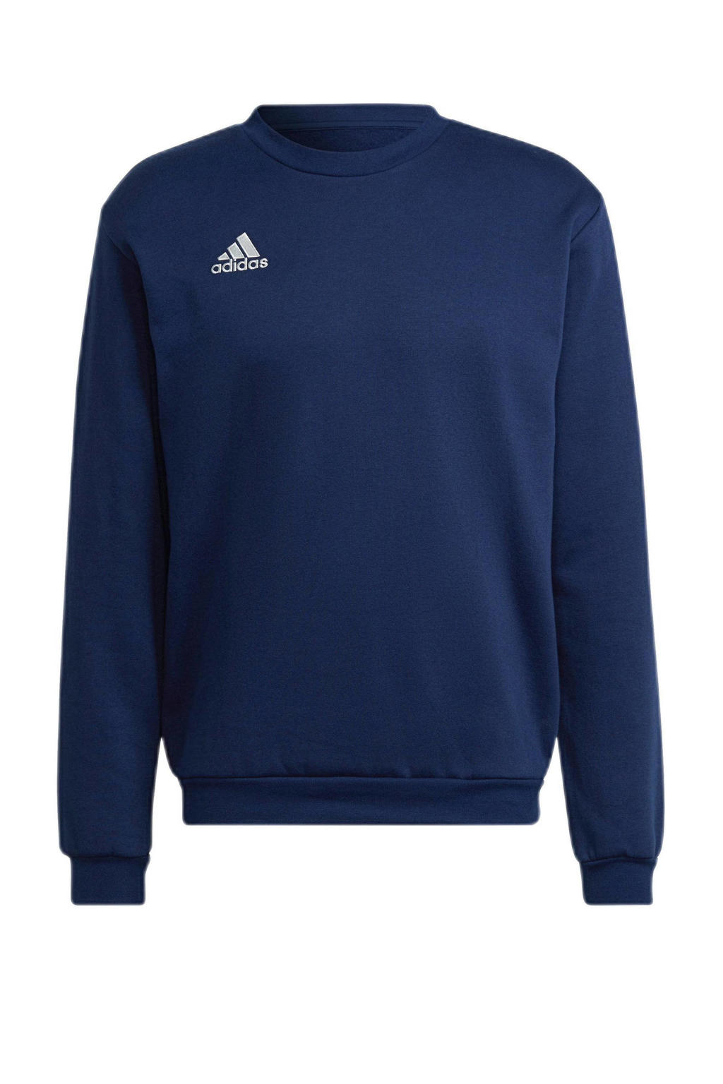 Donkerblauwe heren adidas Performance Senior sportsweater van katoen met logo dessin, lange mouwen en ronde hals