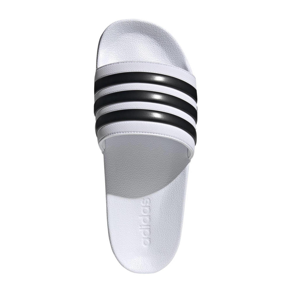 Wit en zwarte unisex adidas Sportswear Adilette Shower badslippers van rubber 