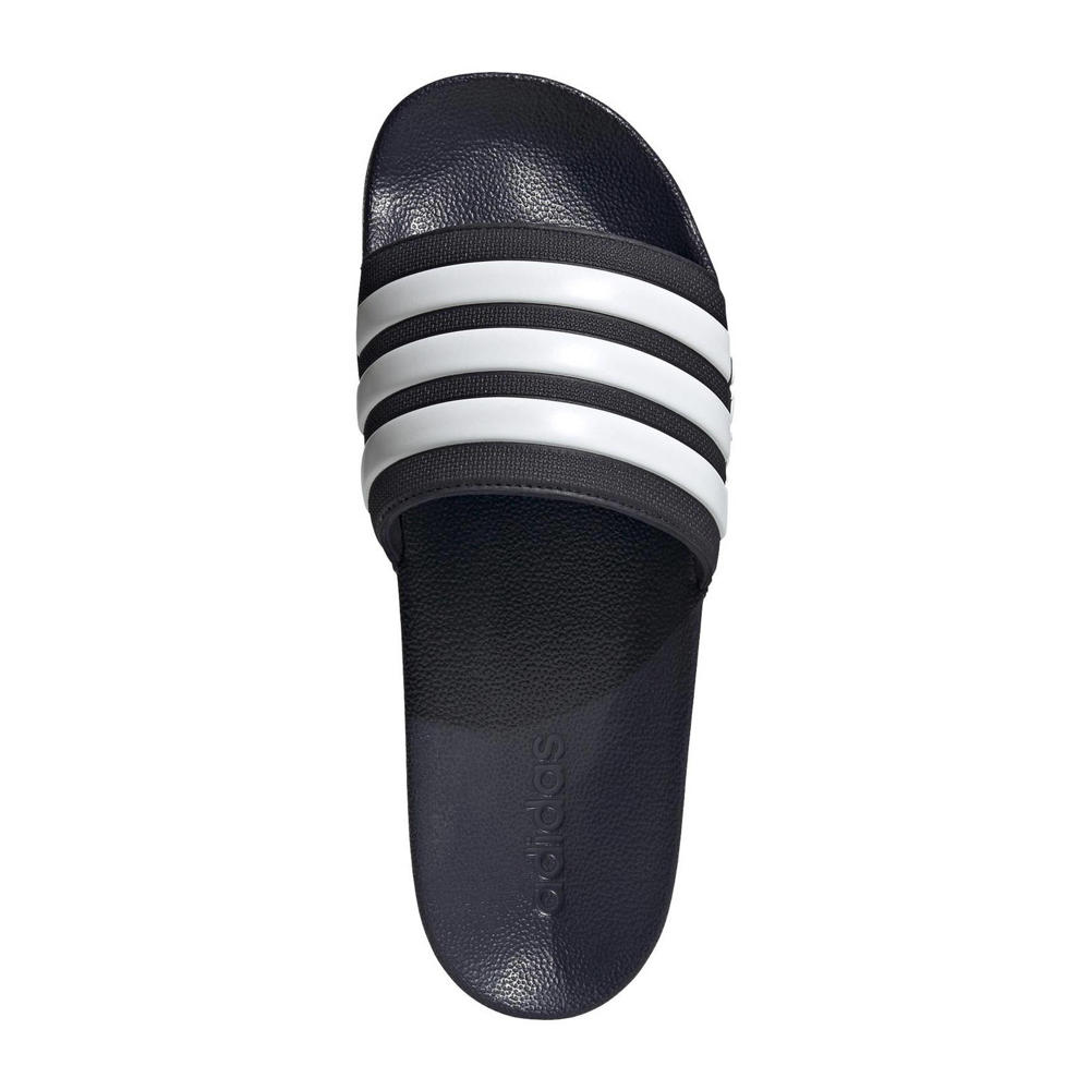 Donkerblauw en witte unisex adidas Sportswear Adilette Shower badslippers van rubber 
