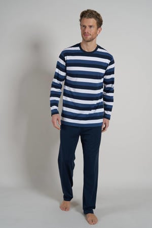 +size pyjama met strepen donkerblauw/wit