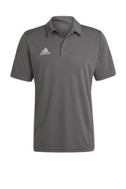 thumbnail: Grijze heren adidas Performance voetbalshirt van polyester met logo dessin, korte mouwen, klassieke kraag en knoopsluiting