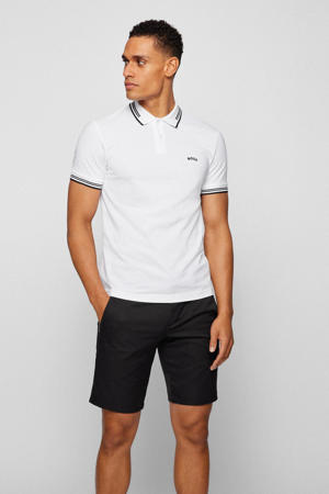 slim fit polo Paddy Pro met contrastbies white