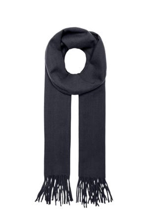 sjaal ONSCARLO met franjes donkerblauw