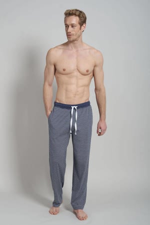+size gestreepte pyjamabroek donkerblauw/grijs