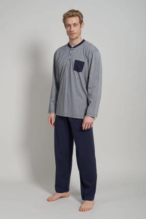 +size pyjama grijs/donkerblauw