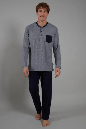 +size pyjama grijs/donkerblauw