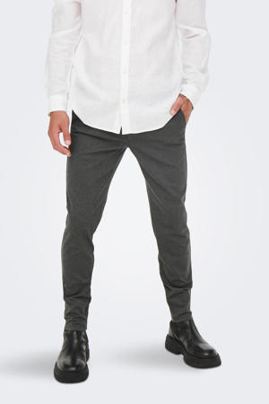 gemêleerde tapered fit broek ONSMARK donkergrijs/ zwart gemeleerd