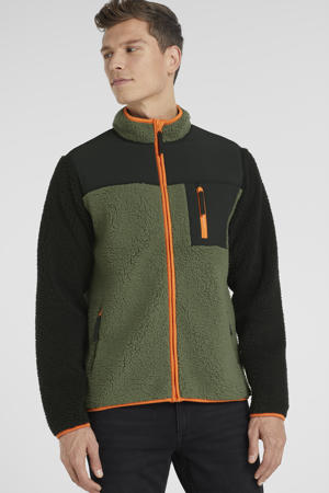 teddy fleece vest khaki/zwart