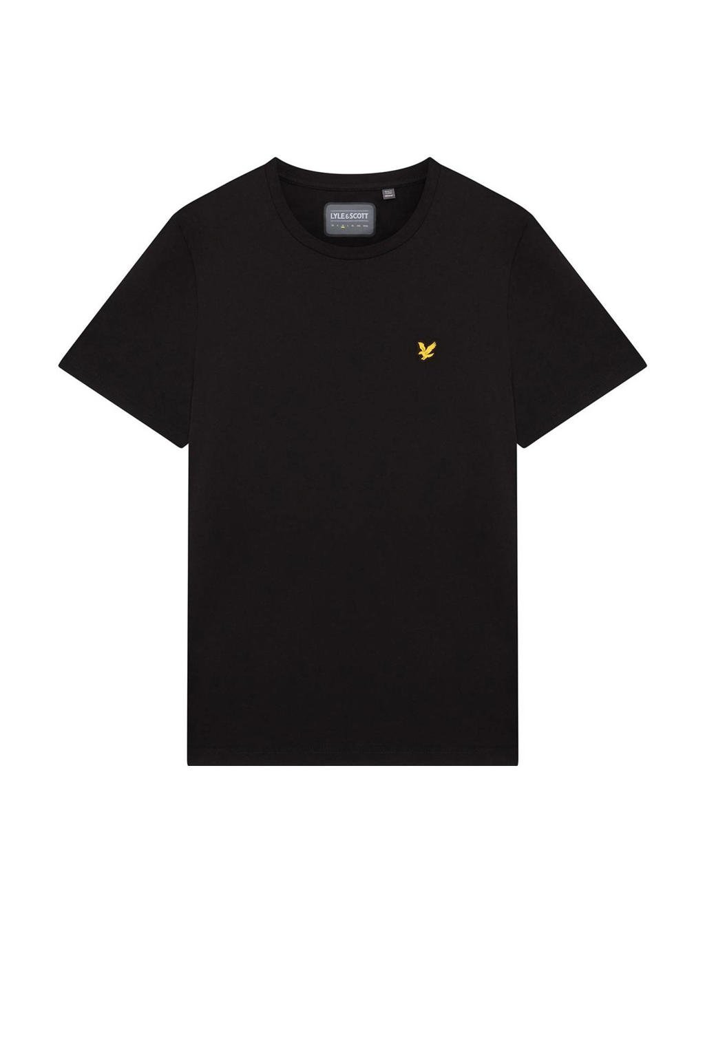 Zwarte heren Lyle & Scott T-shirt Martin van katoen met logo dessin, korte mouwen en ronde hals