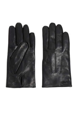 leren handschoenen met logo zwart
