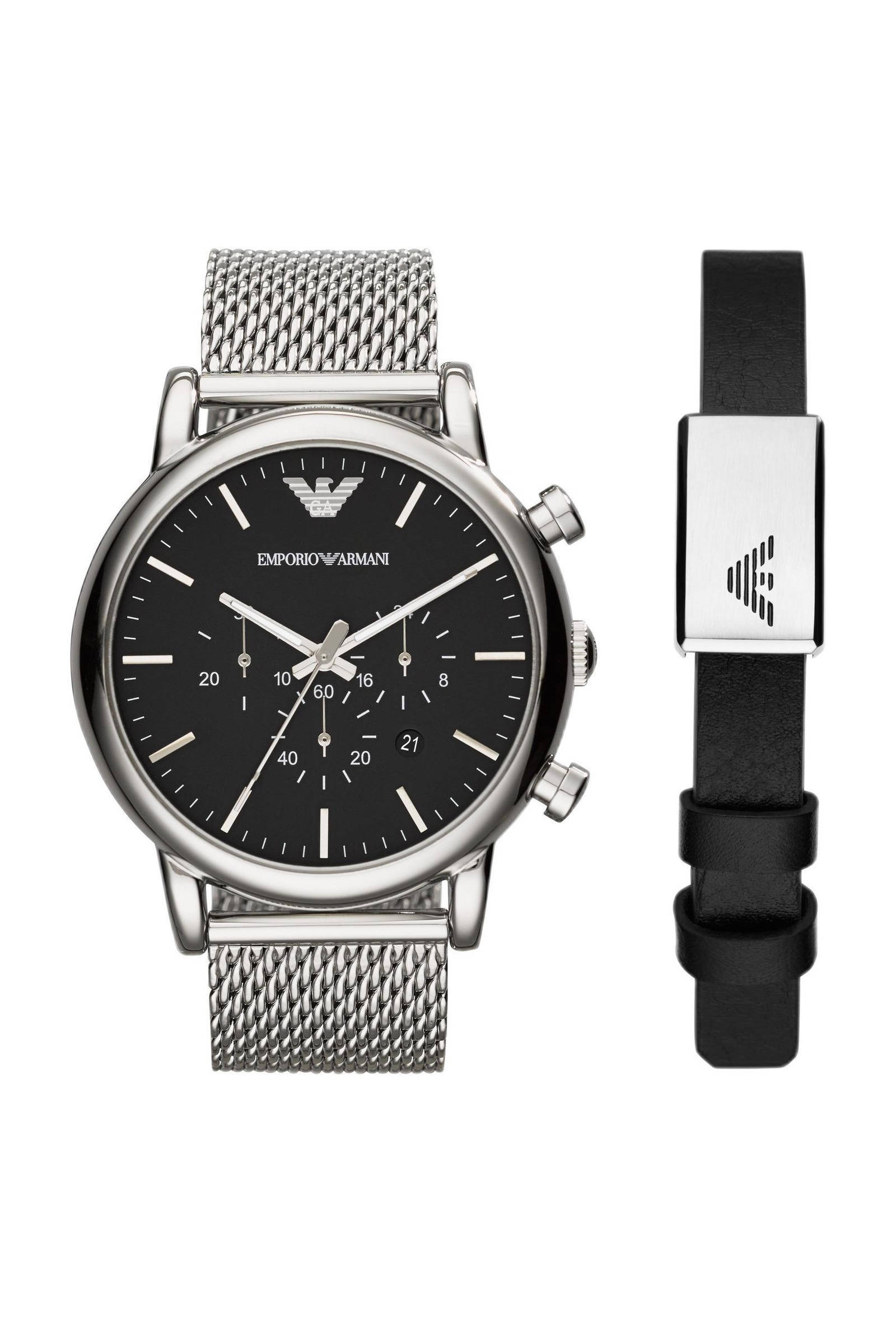 Emporio Armani horloge armband AR80062SET zilverkleurig Union