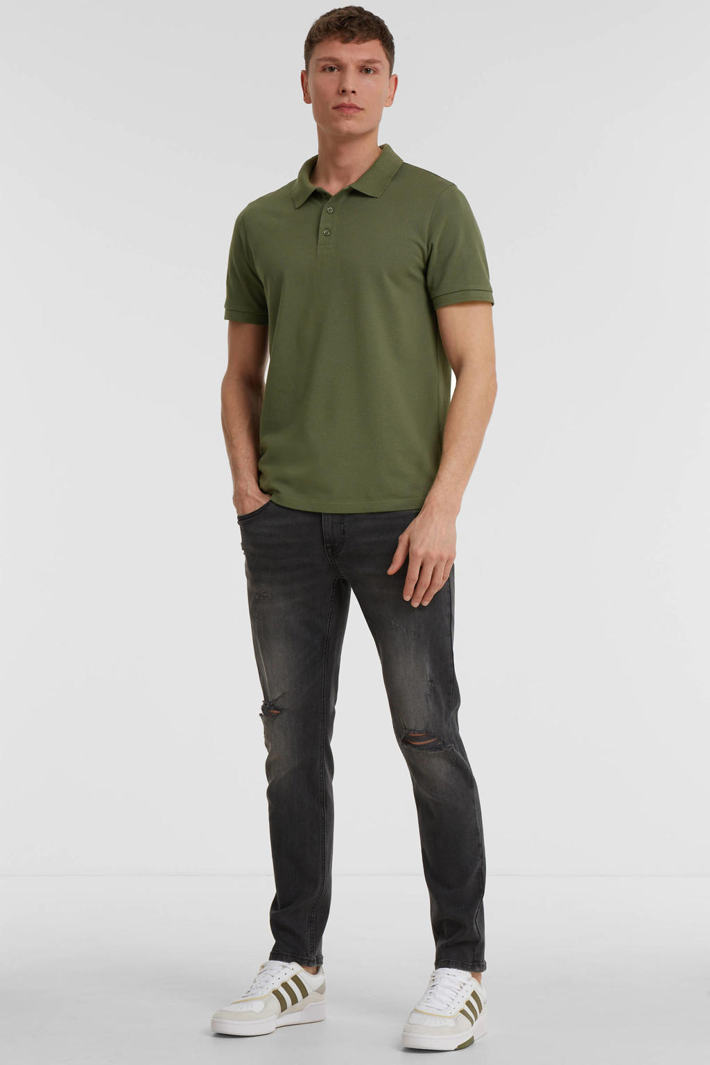 anytime slim fit jeans donkergrijs