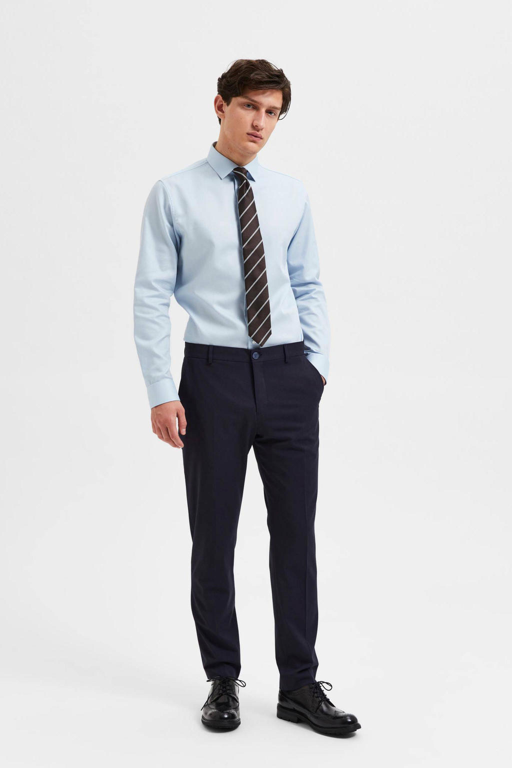 SELECTED HOMME slim fit pantalon SLHLIAM  van gerecycled polyester navy blazer