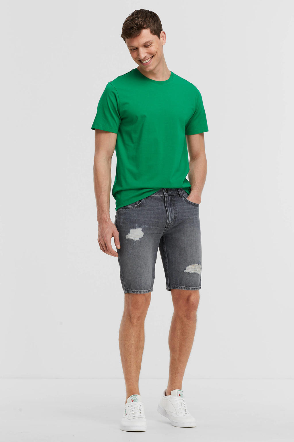 anytime denim short grijs