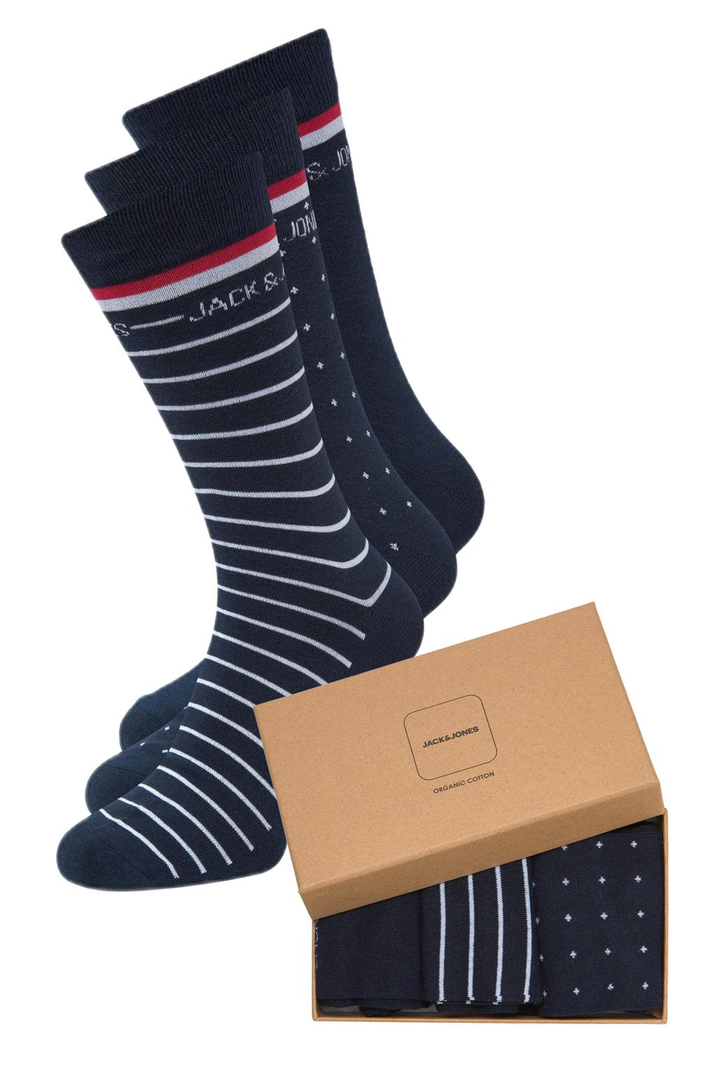 JACK & JONES giftbox sokken JACARBO - set van 3 donkerblauw