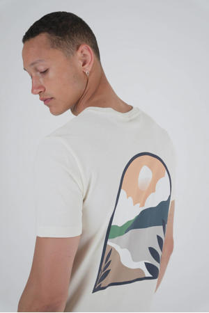 slim fit T-shirt van biologisch katoen  egret