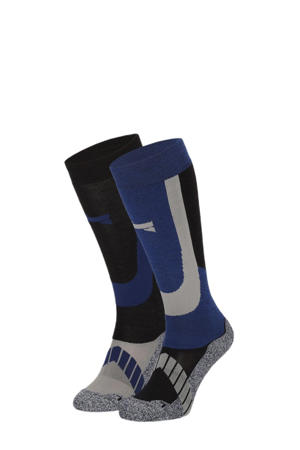 skisokken - set van 2 zwart/blauw
