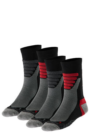 wandelsokken - set van 4 zwart/rood