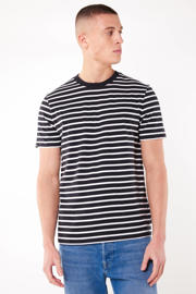 thumbnail: Zwarte heren America Today gestreept regular fit T-shirt van katoen met korte mouwen en ronde hals